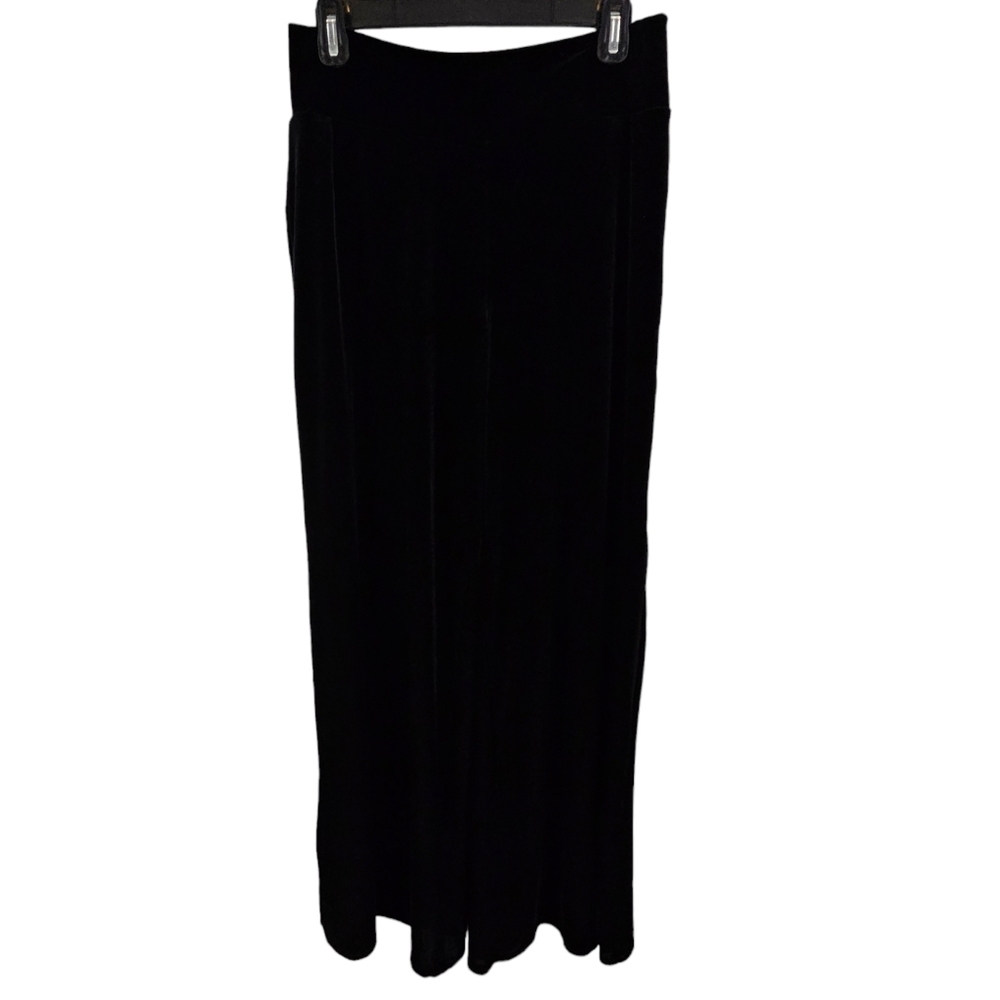 Pantology Size M Black Velour Wide Leg Pants